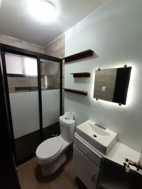 Remodelación de baño con cancel negro — foto 2